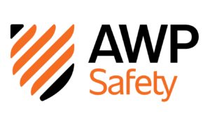 AWP Safety logo featuring orange striped heart-like mark and bold black 'AWP' with orange 'Safety' text.